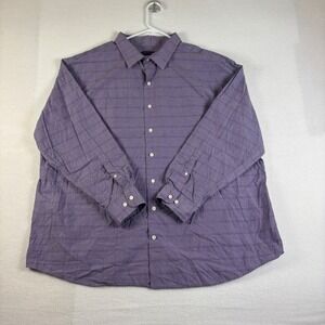 SYNRGY Mens 2XL Purple Striped Long Sleeve Button Down Cotton Shirt 203487